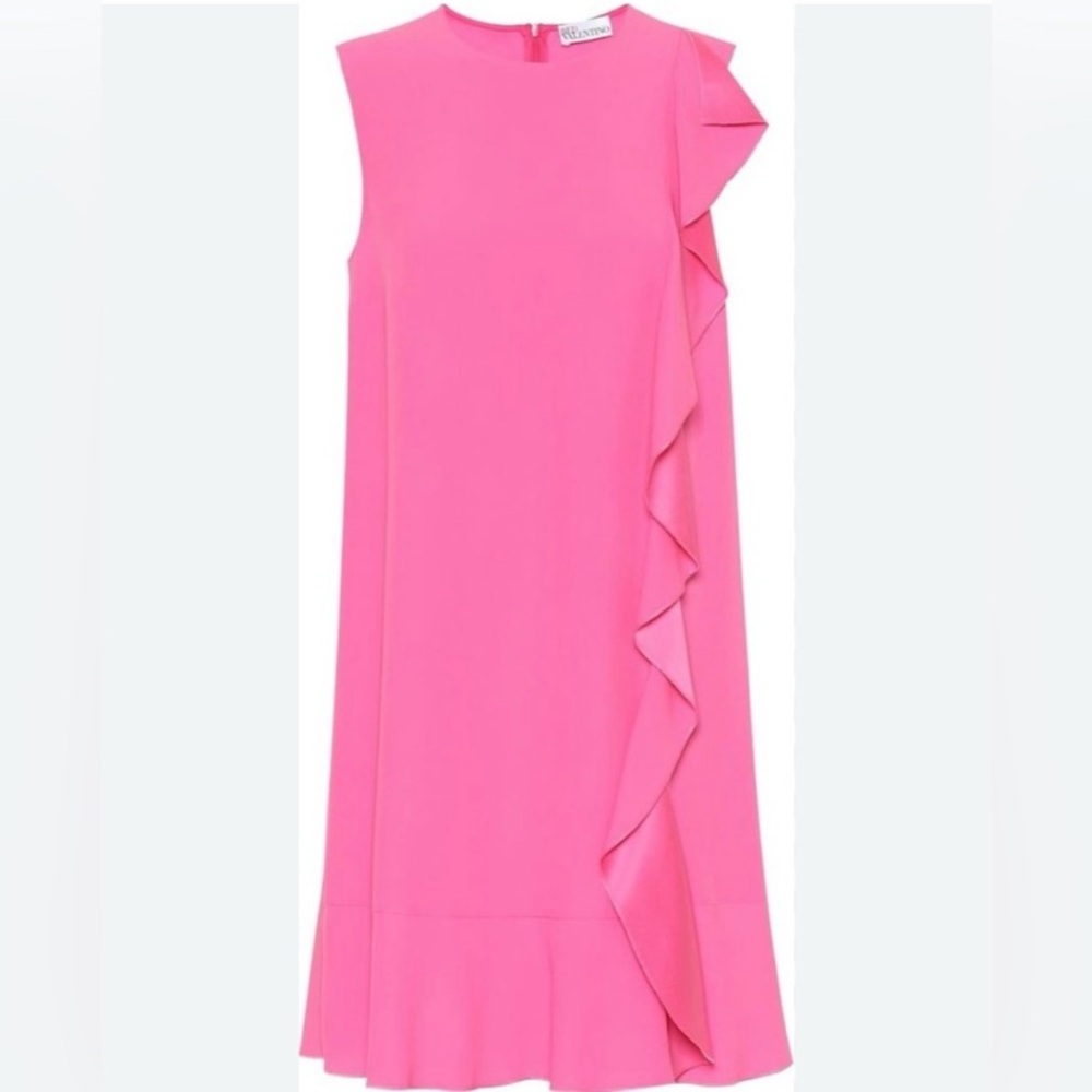 RED Valentino | Sleeveless mini crepe dress with satin ruffle